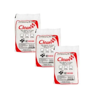 Kit 3 Pacotes Compressa De Gaze Economic Clean 7,5x7,5 9Fios