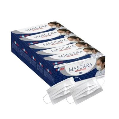 Kit 250 Máscaras Ssplus Tripla com Elástico TNT Branca
