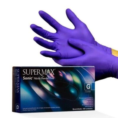 Luva Nitrilica Azul (Sem Talco) com 100un | Tamanho XG - SUPERMAX