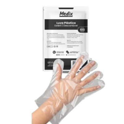 LUVA PLASTICA ESTERIL C/100 MEDIX