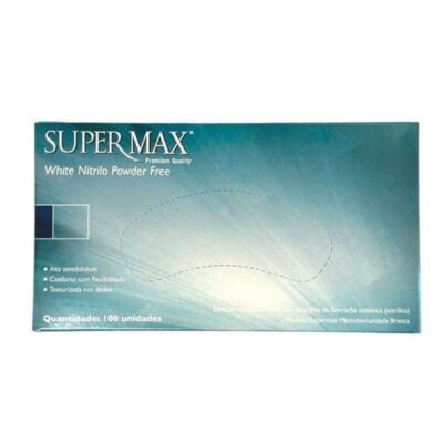 Luva Nitrilica White (Sem Talco) com 100un | Tamanho G - SUPERMAX