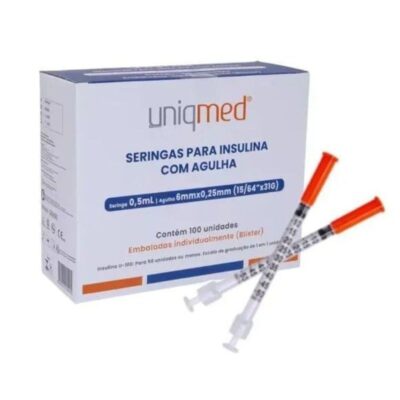 20 Seringas Uniqmed Para Botox e Insulina 0,5ml 31g 6x0,23