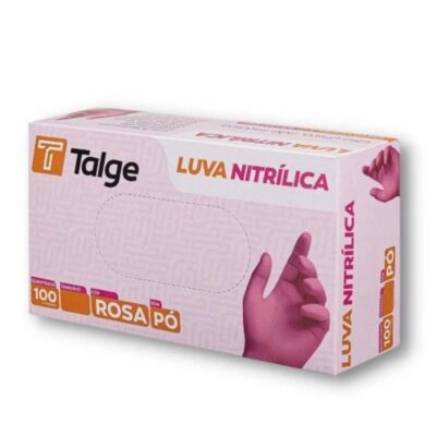 Luva Nitrilica Rosa (Sem Talco) com 100un | Tamanho G - TALGE