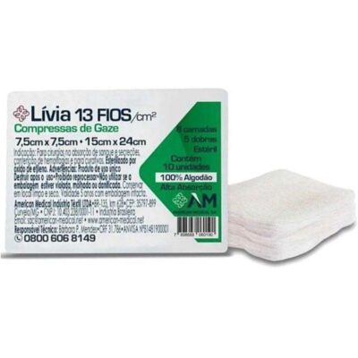 Compressa de Gaze Estéril 7,5x7,5 de 13F | 10un - LÍVIA