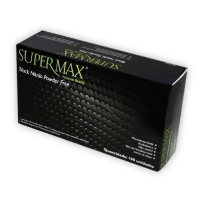 Luva Nitrilica Black (Sem Talco) com 100un | Tamanho G - SUPERMAX