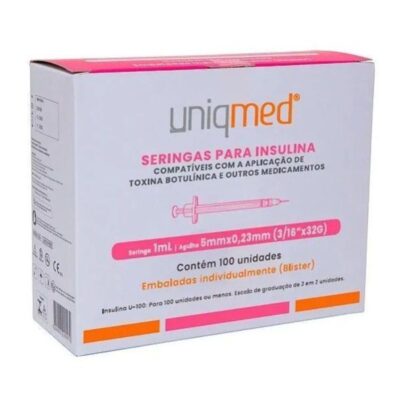 Seringa de 1ML com Agulha Fixa de 5x0,23mm 32G - UNIQMED