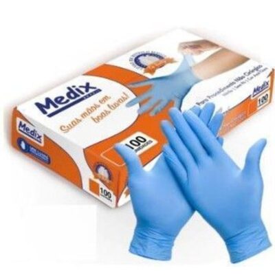 Luva Nitrilica Azul (Sem Talco) com 100un | Tamanho XP - MEDIX