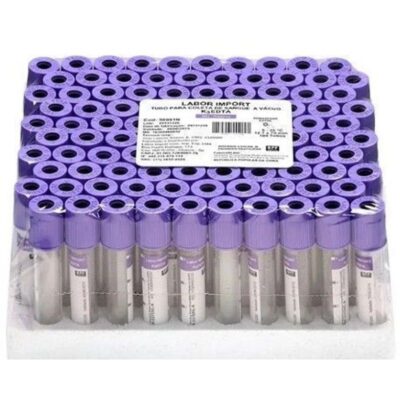 Tubo Vacutainer Labor Roxo EDTA K3 04mL com 100 Unidades