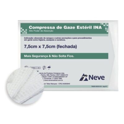 Compressa de Gaze Estéril 7,5x7,5 de 13F | 10un - NEVE