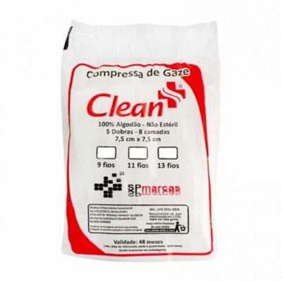 Kit 10 Pacotes Compressa  Gaze Economic Clean 7,5x7,5 9 Fios