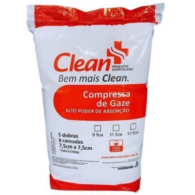 Compressa de Gaze 7,5x7,5 de 13F | 500un - CLEAN